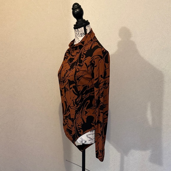 Brown and Black Long Sleeve Turtleneck Bodysuit - Picture 4 of 6